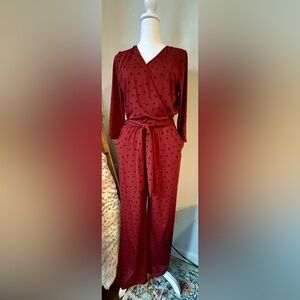 Collection B Burgundy Polka Dot Jumpsuit-PM